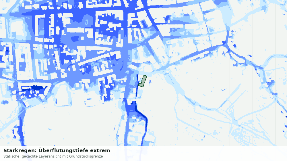 Statische Kartenansicht: Starkregen: Überflutungstiefe extrem