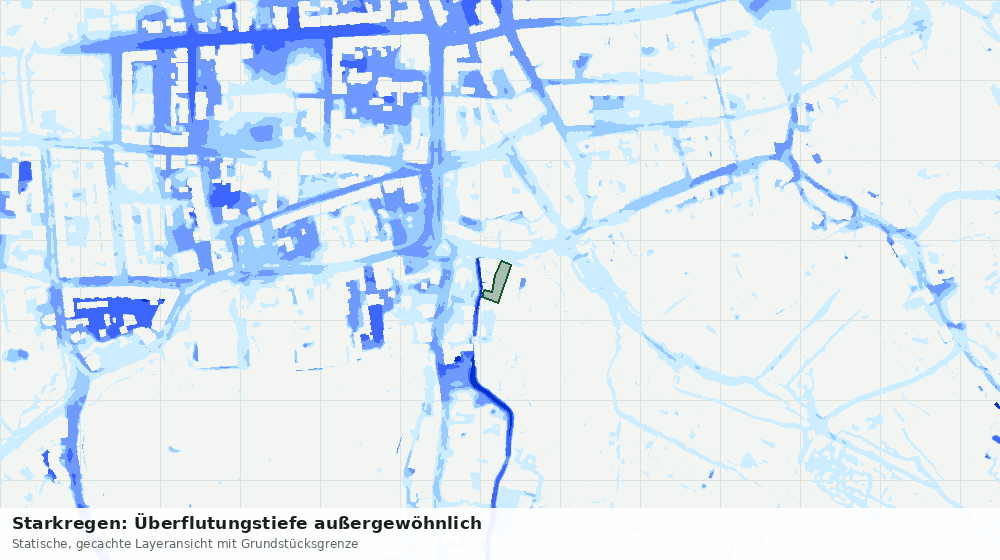 Statische Kartenansicht: Starkregen: Überflutungstiefe außergewöhnlich