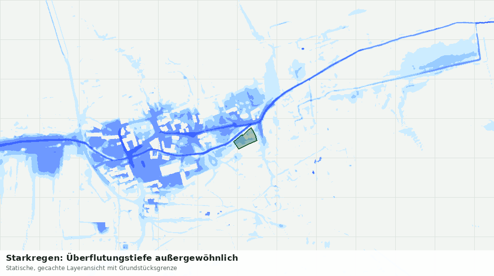 Statische Kartenansicht: Starkregen: Überflutungstiefe außergewöhnlich