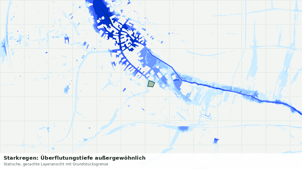 Statische Kartenansicht: Starkregen: Überflutungstiefe außergewöhnlich