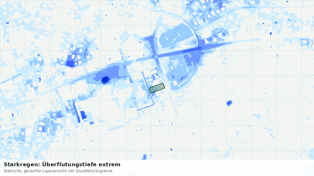 Statische Kartenansicht: Starkregen: Überflutungstiefe extrem