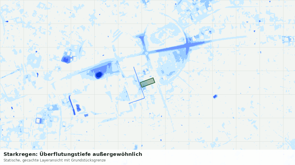 Statische Kartenansicht: Starkregen: Überflutungstiefe außergewöhnlich