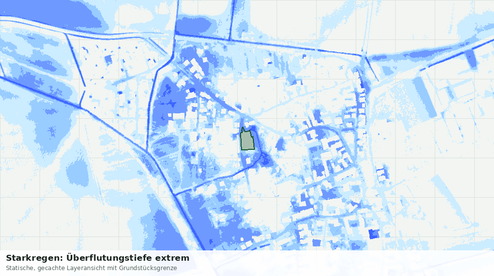 Statische Kartenansicht: Starkregen: Überflutungstiefe extrem