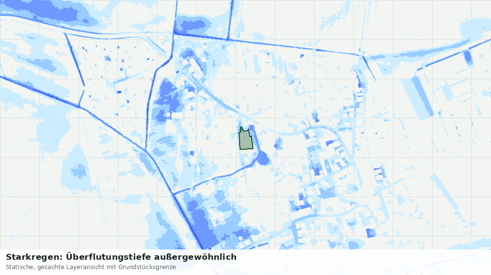 Statische Kartenansicht: Starkregen: Überflutungstiefe außergewöhnlich
