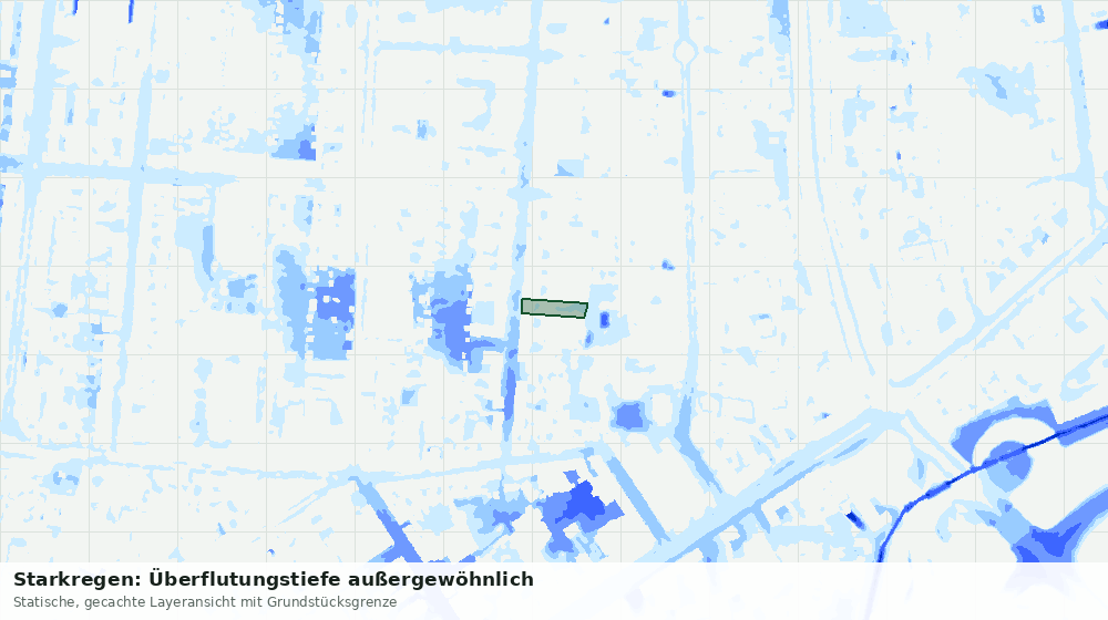 Statische Kartenansicht: Starkregen: Überflutungstiefe außergewöhnlich