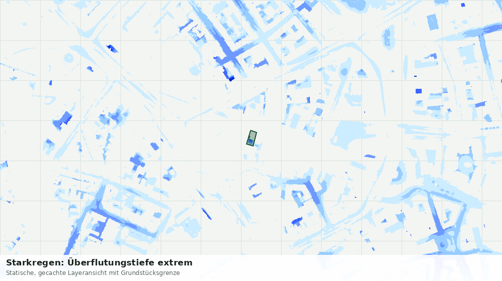Statische Kartenansicht: Starkregen: Überflutungstiefe extrem