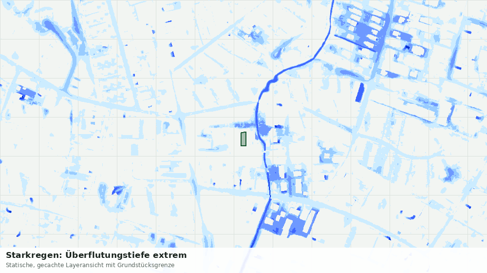 Statische Kartenansicht: Starkregen: Überflutungstiefe extrem