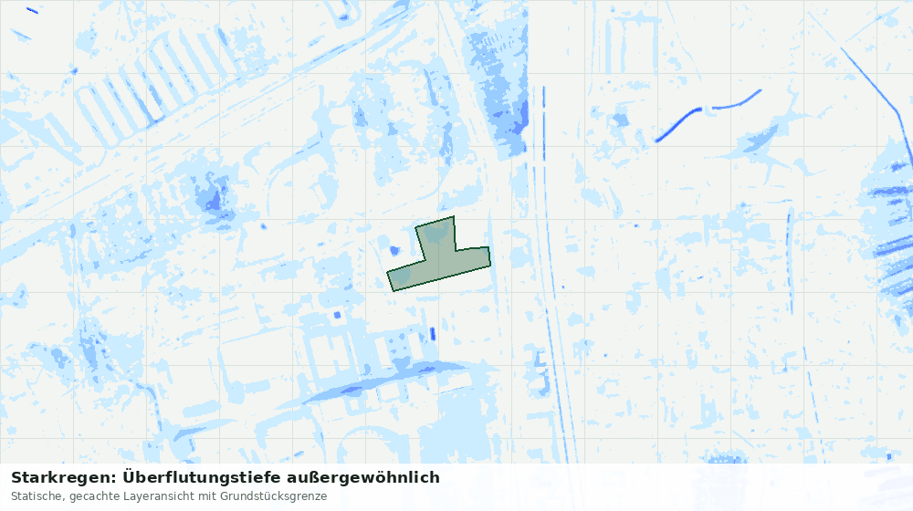 Statische Kartenansicht: Starkregen: Überflutungstiefe außergewöhnlich