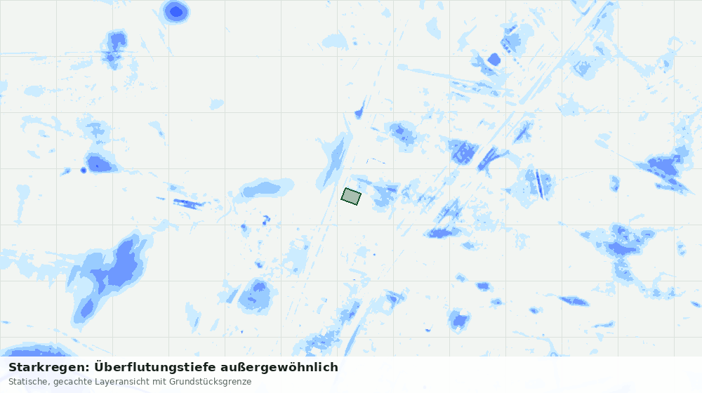 Statische Kartenansicht: Starkregen: Überflutungstiefe außergewöhnlich