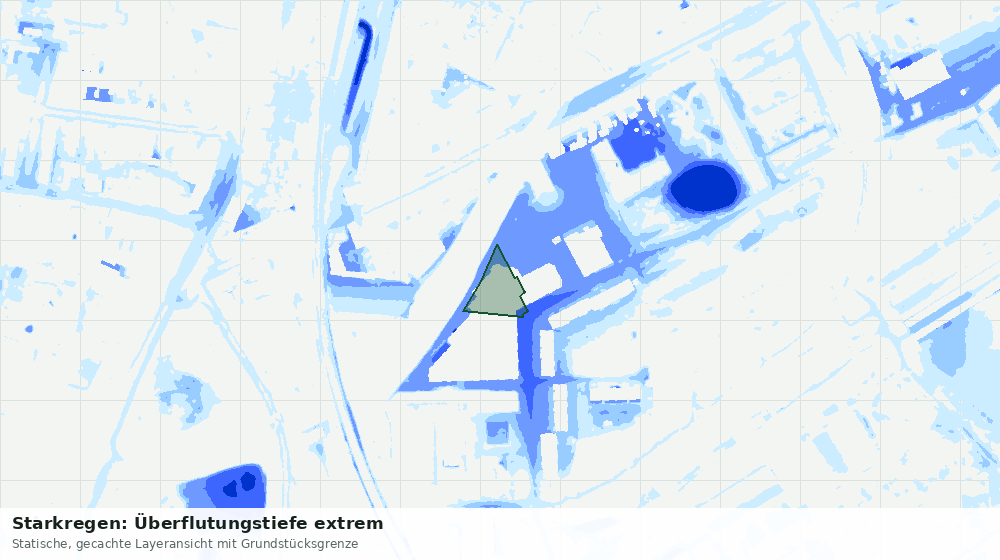 Statische Kartenansicht: Starkregen: Überflutungstiefe extrem