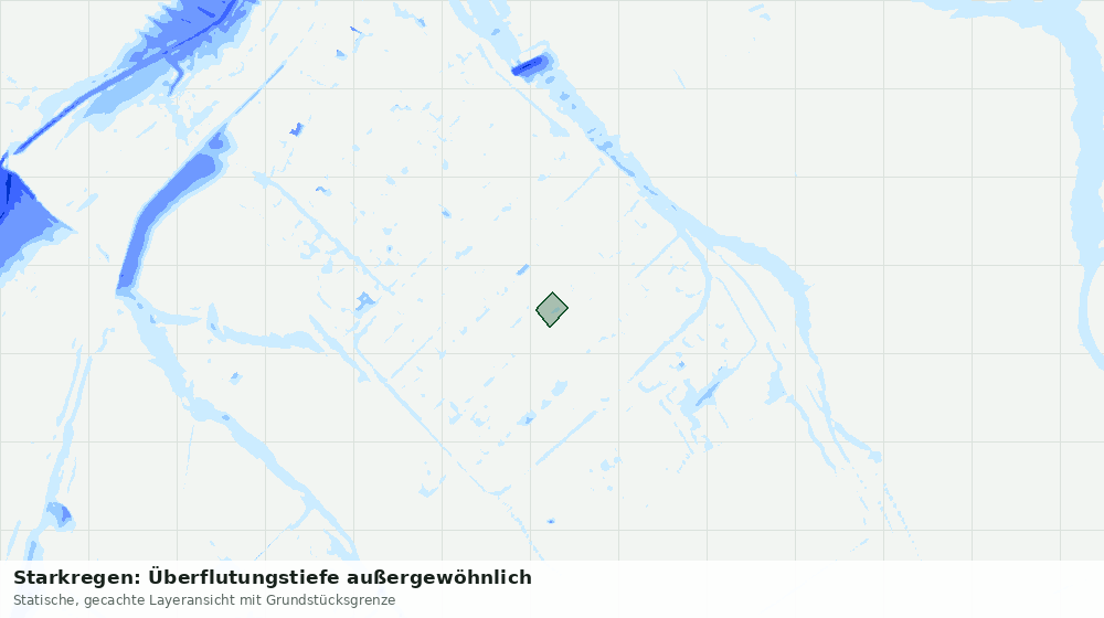 Statische Kartenansicht: Starkregen: Überflutungstiefe außergewöhnlich
