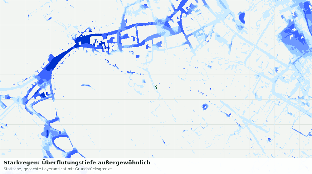 Statische Kartenansicht: Starkregen: Überflutungstiefe außergewöhnlich