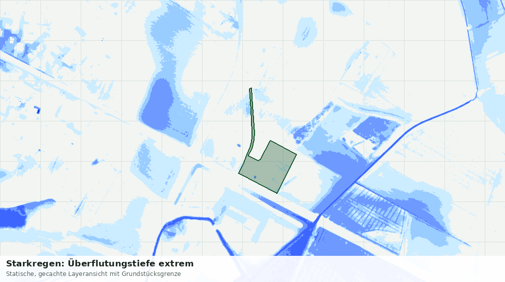 Statische Kartenansicht: Starkregen: Überflutungstiefe extrem