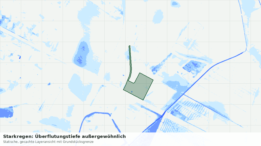 Statische Kartenansicht: Starkregen: Überflutungstiefe außergewöhnlich