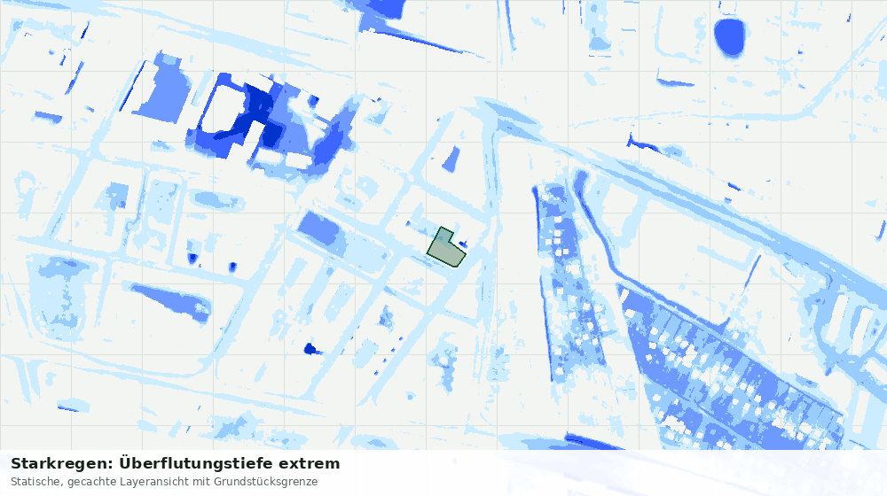 Statische Kartenansicht: Starkregen: Überflutungstiefe extrem