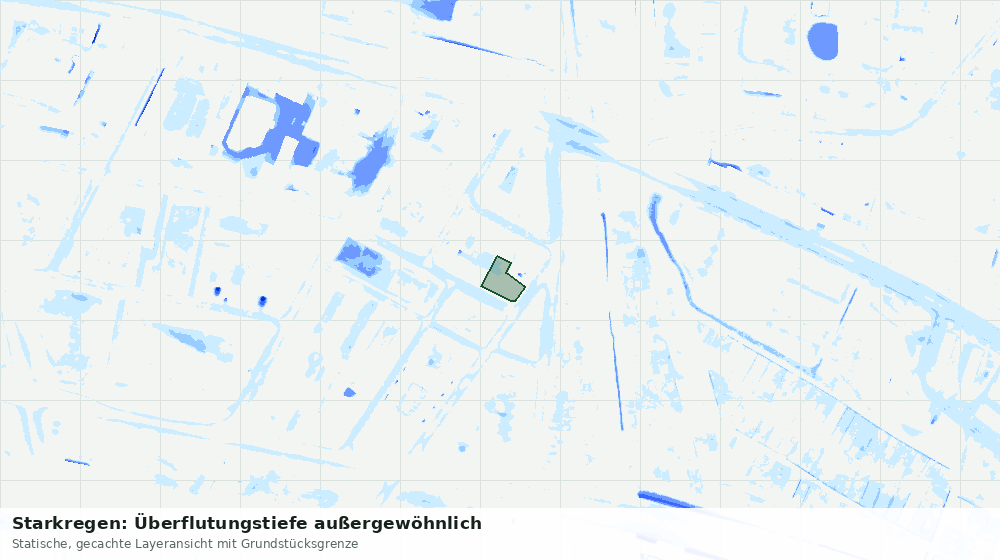 Statische Kartenansicht: Starkregen: Überflutungstiefe außergewöhnlich