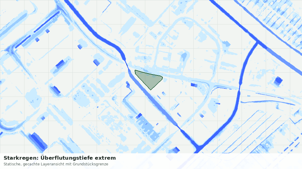 Statische Kartenansicht: Starkregen: Überflutungstiefe extrem