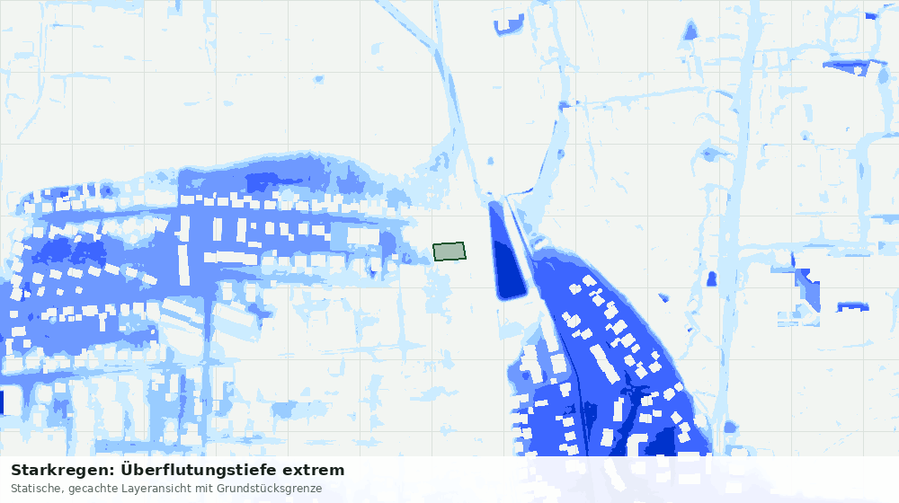 Statische Kartenansicht: Starkregen: Überflutungstiefe extrem