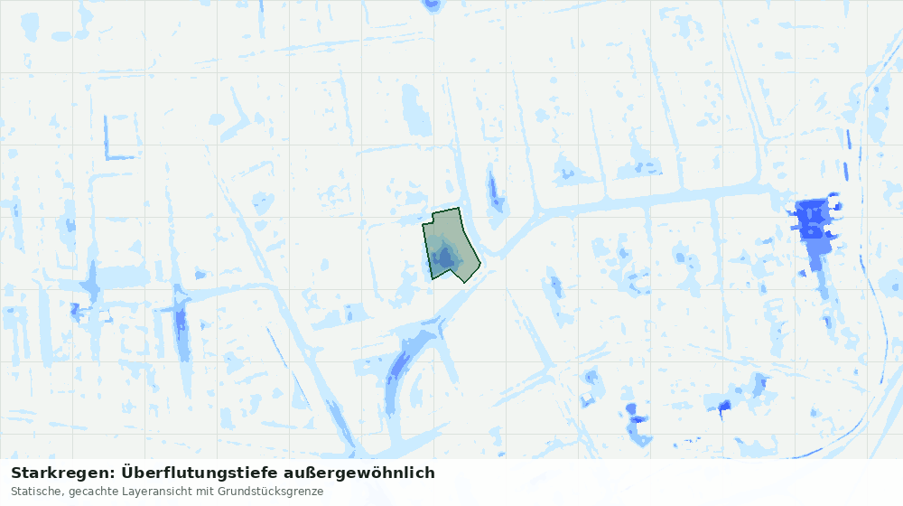 Statische Kartenansicht: Starkregen: Überflutungstiefe außergewöhnlich