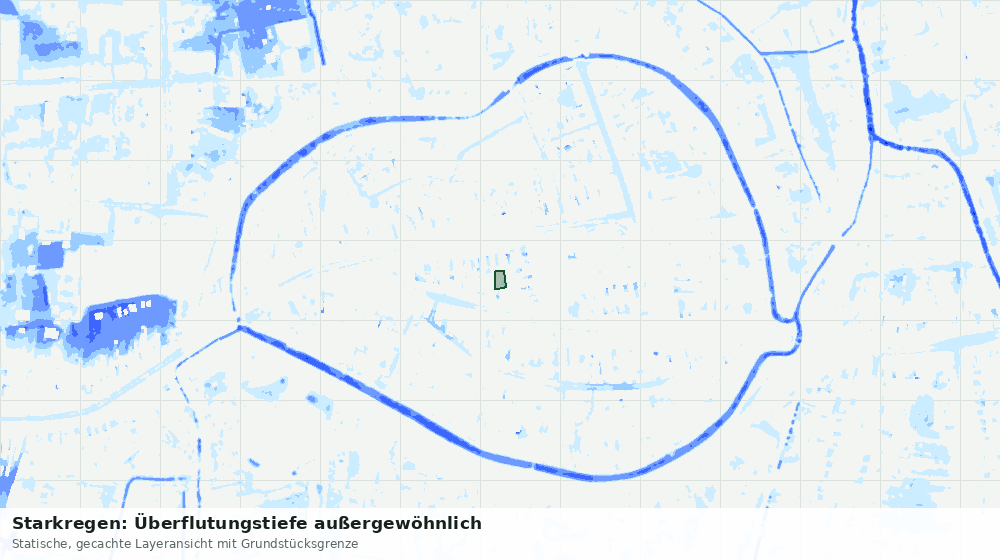 Statische Kartenansicht: Starkregen: Überflutungstiefe außergewöhnlich