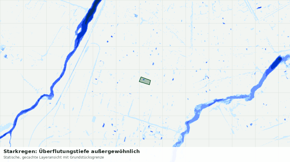 Statische Kartenansicht: Starkregen: Überflutungstiefe außergewöhnlich