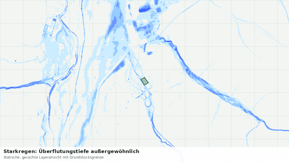 Statische Kartenansicht: Starkregen: Überflutungstiefe außergewöhnlich