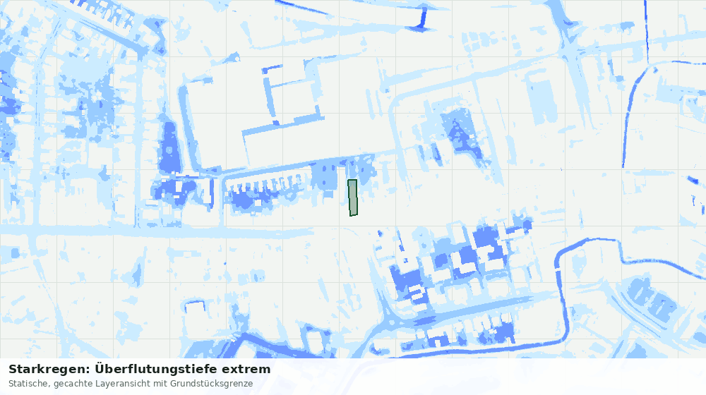 Statische Kartenansicht: Starkregen: Überflutungstiefe extrem