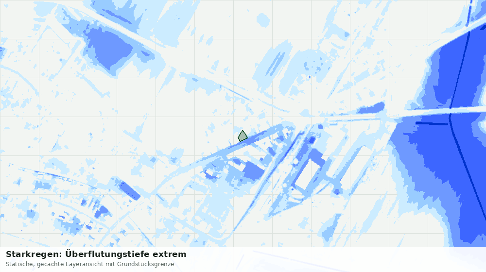 Statische Kartenansicht: Starkregen: Überflutungstiefe extrem