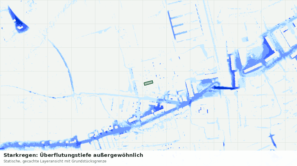 Statische Kartenansicht: Starkregen: Überflutungstiefe außergewöhnlich