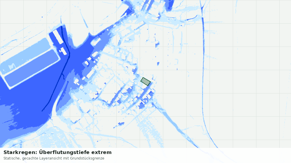 Statische Kartenansicht: Starkregen: Überflutungstiefe extrem