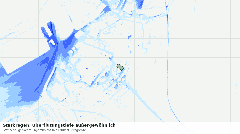 Statische Kartenansicht: Starkregen: Überflutungstiefe außergewöhnlich