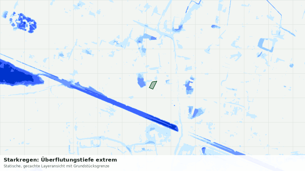 Statische Kartenansicht: Starkregen: Überflutungstiefe extrem
