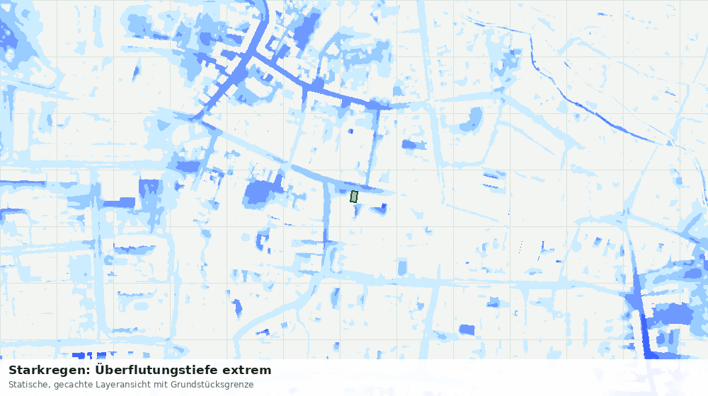 Statische Kartenansicht: Starkregen: Überflutungstiefe extrem