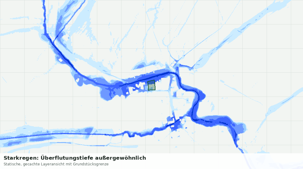 Statische Kartenansicht: Starkregen: Überflutungstiefe außergewöhnlich