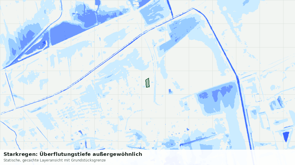 Statische Kartenansicht: Starkregen: Überflutungstiefe außergewöhnlich