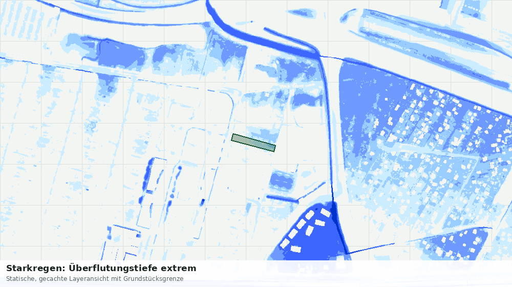 Statische Kartenansicht: Starkregen: Überflutungstiefe extrem