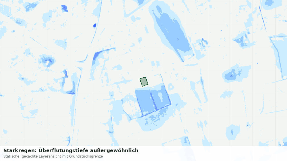 Statische Kartenansicht: Starkregen: Überflutungstiefe außergewöhnlich