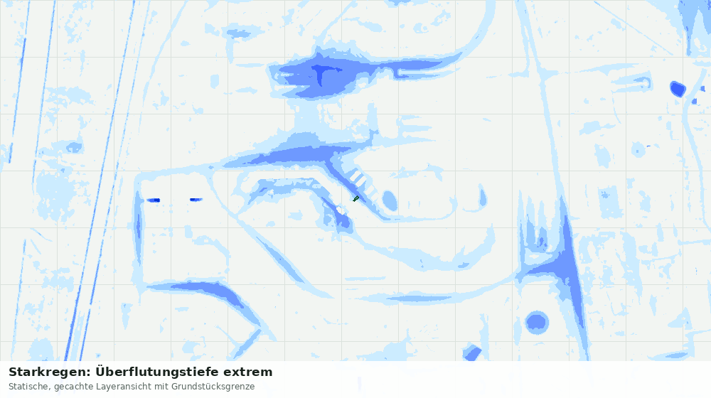 Statische Kartenansicht: Starkregen: Überflutungstiefe extrem