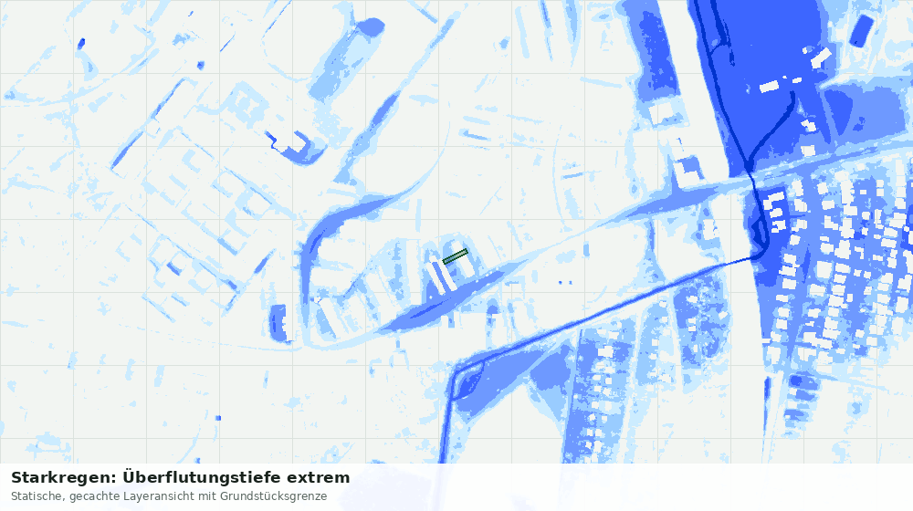 Statische Kartenansicht: Starkregen: Überflutungstiefe extrem