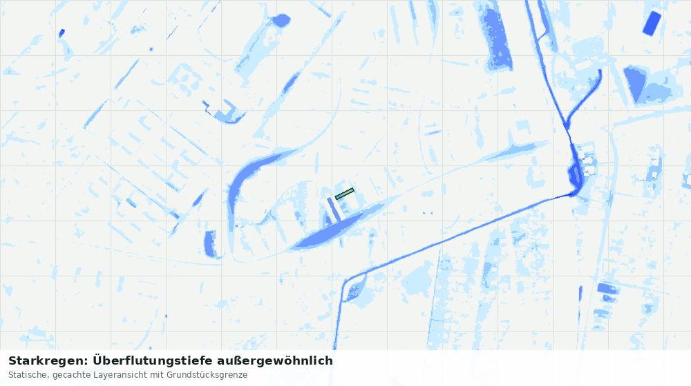 Statische Kartenansicht: Starkregen: Überflutungstiefe außergewöhnlich