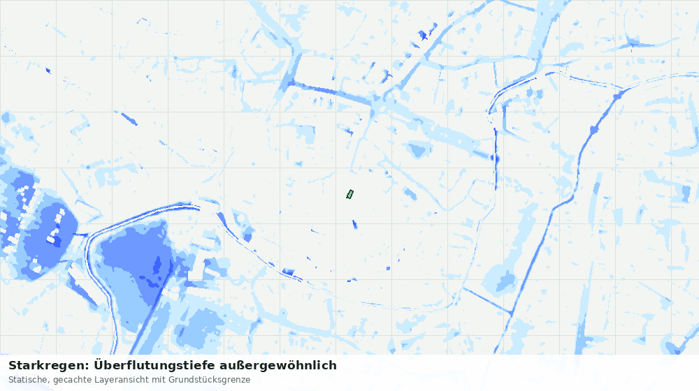 Statische Kartenansicht: Starkregen: Überflutungstiefe außergewöhnlich