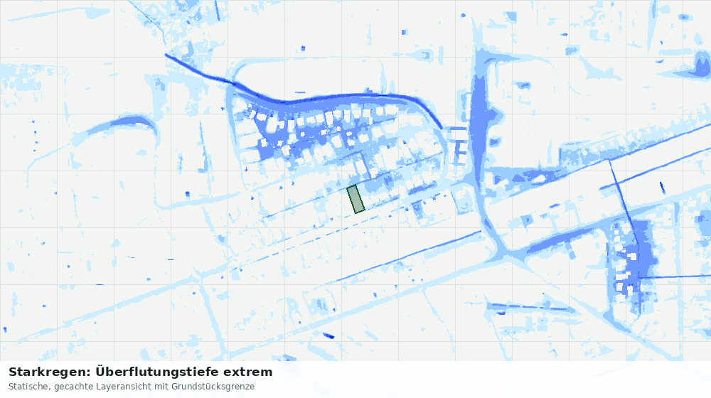 Statische Kartenansicht: Starkregen: Überflutungstiefe extrem