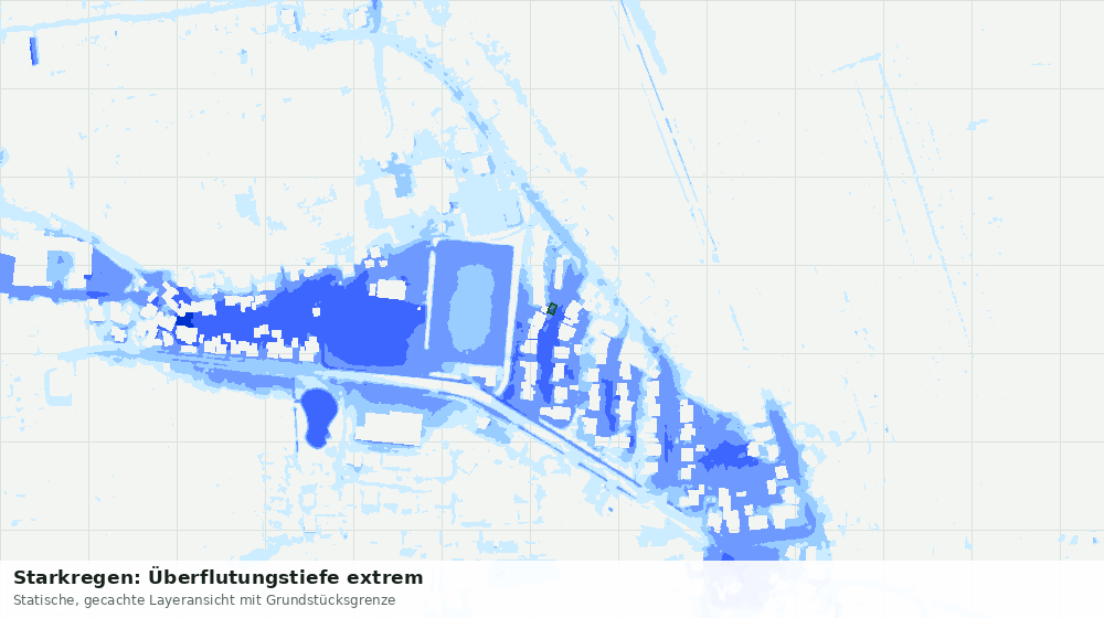 Statische Kartenansicht: Starkregen: Überflutungstiefe extrem