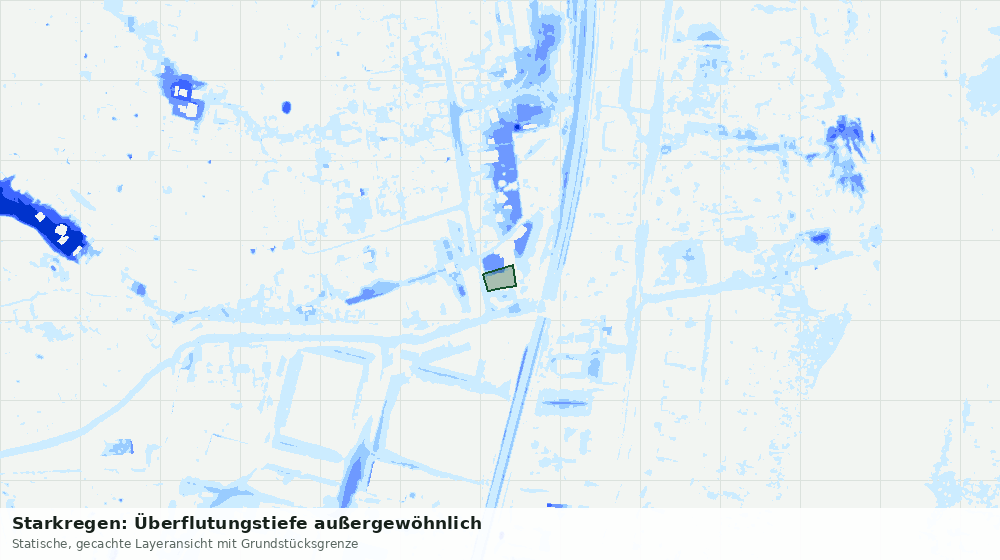 Statische Kartenansicht: Starkregen: Überflutungstiefe außergewöhnlich