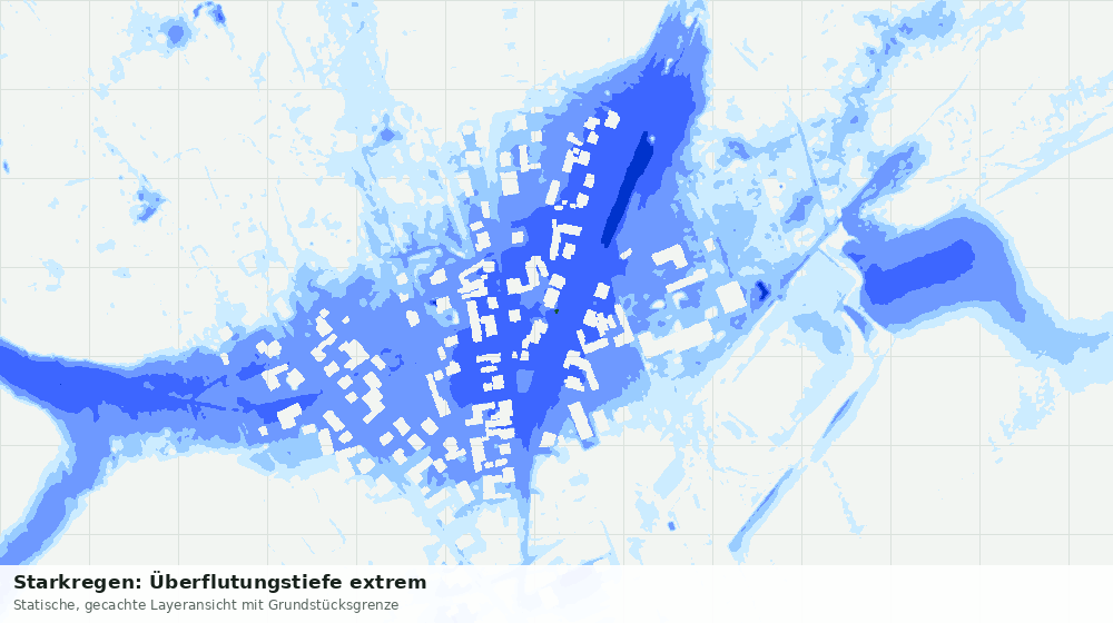 Statische Kartenansicht: Starkregen: Überflutungstiefe extrem