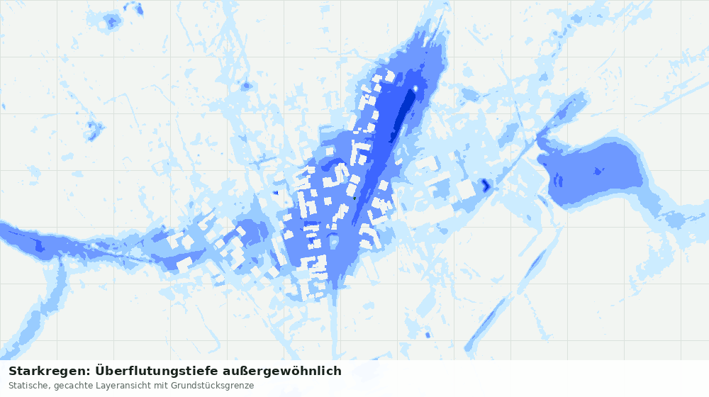Statische Kartenansicht: Starkregen: Überflutungstiefe außergewöhnlich