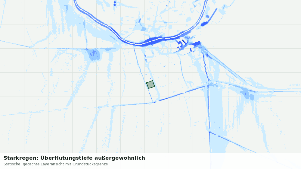 Statische Kartenansicht: Starkregen: Überflutungstiefe außergewöhnlich