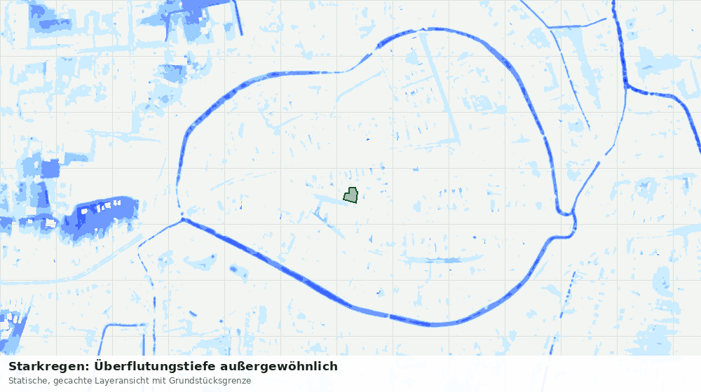 Statische Kartenansicht: Starkregen: Überflutungstiefe außergewöhnlich