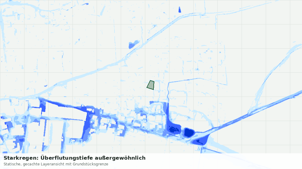Statische Kartenansicht: Starkregen: Überflutungstiefe außergewöhnlich