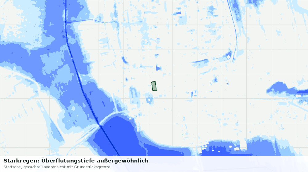 Statische Kartenansicht: Starkregen: Überflutungstiefe außergewöhnlich